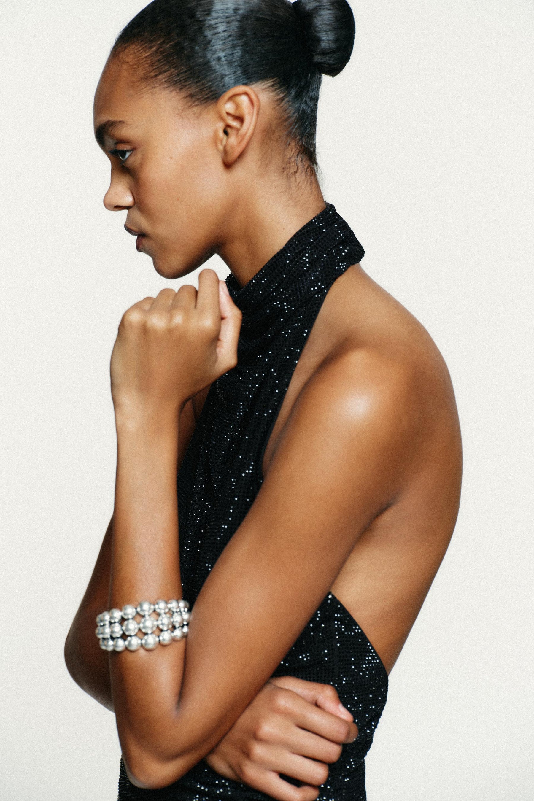 Rhinestone-Embellished Halter Top