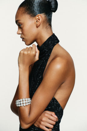 Rhinestone-Embellished Halter Top