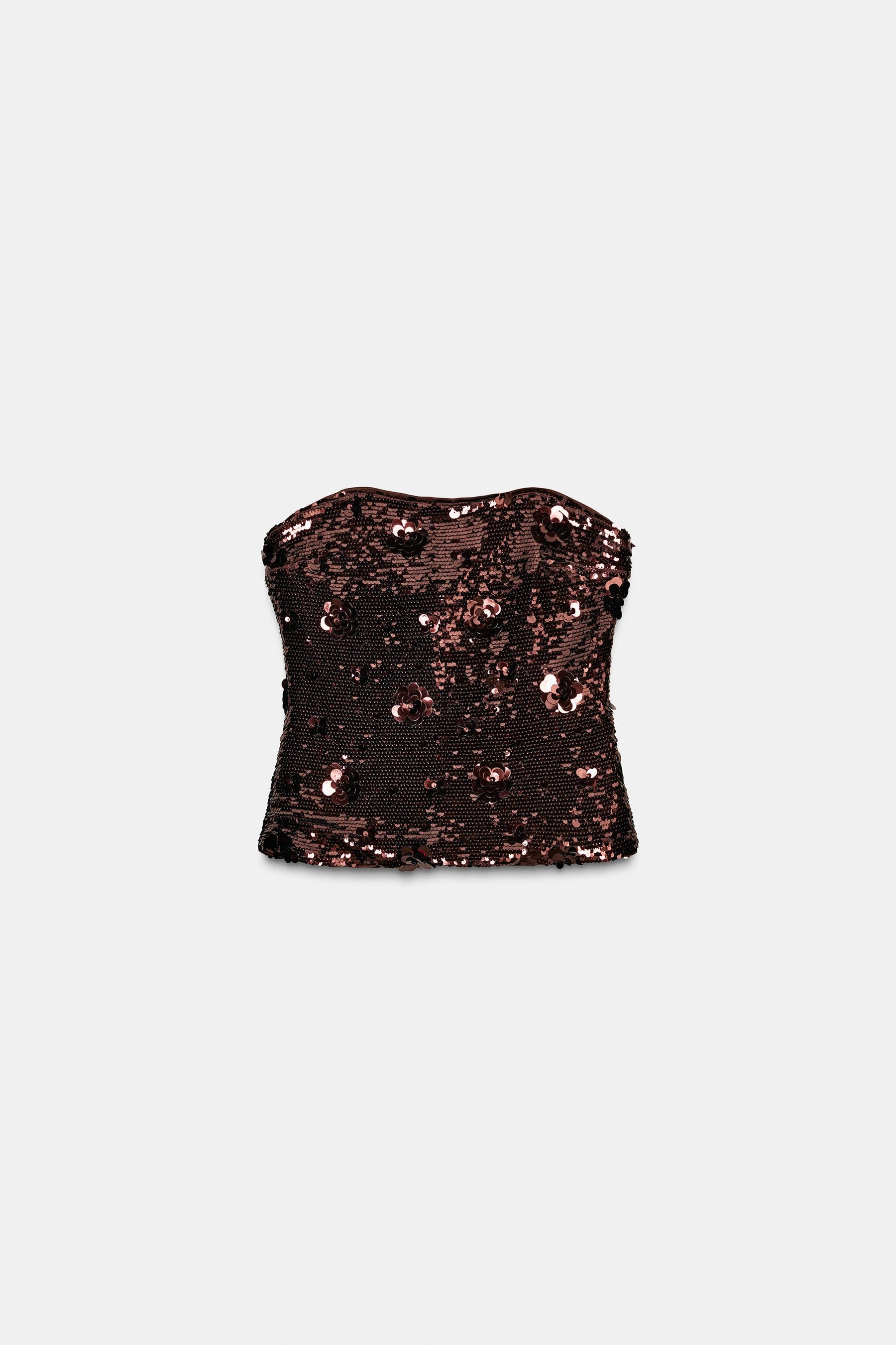 Sequinned Bandeau Top