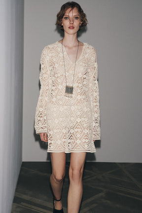 ZW COLLECTION CROCHET MINI DRESS - Image 1