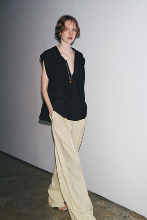 RAMIE BLEND PINTUCK SHIRT