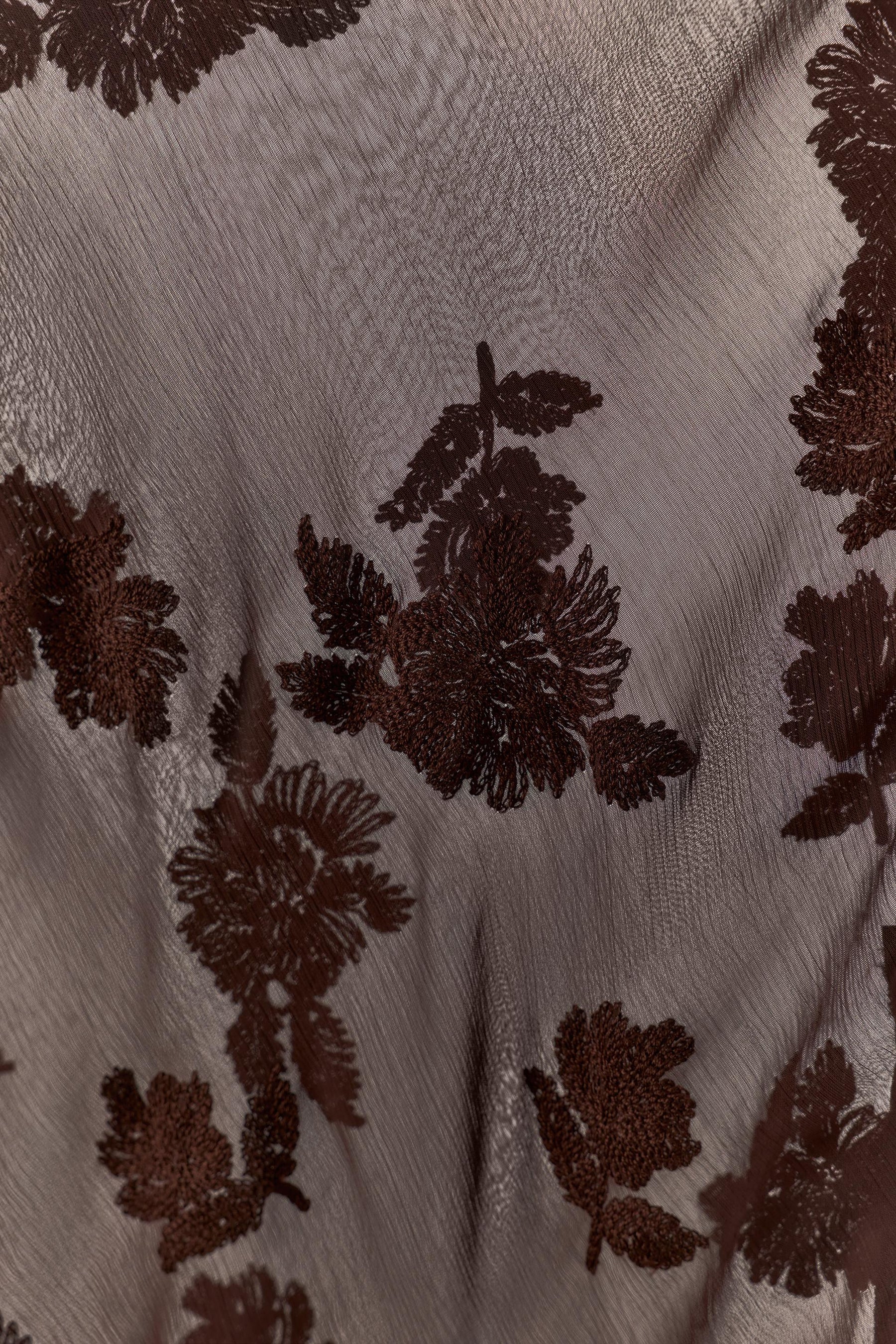 Floral Embroidered Semi-Sheer Shirt