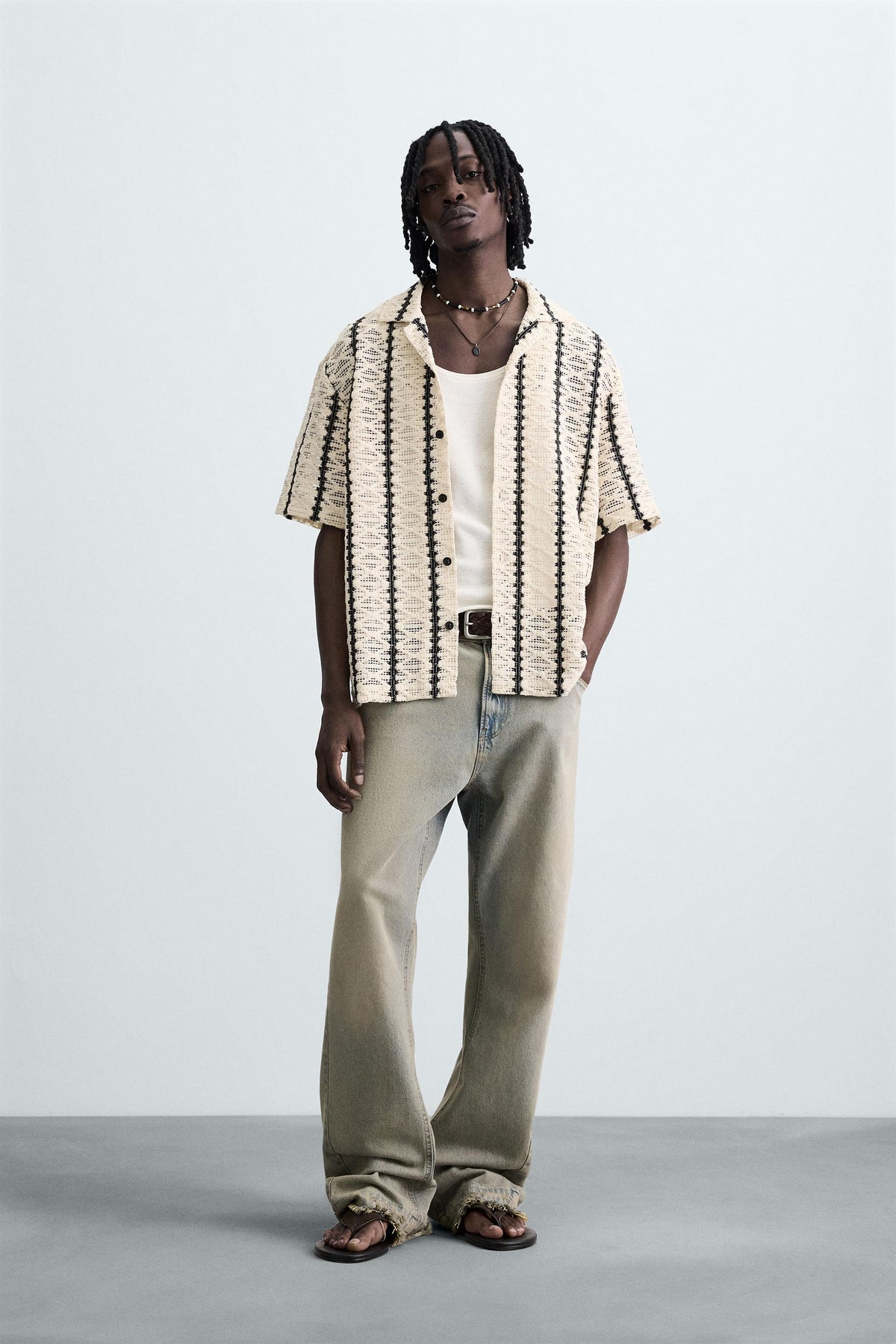 CROCHET TEXTURED SHIRT - Image 1
