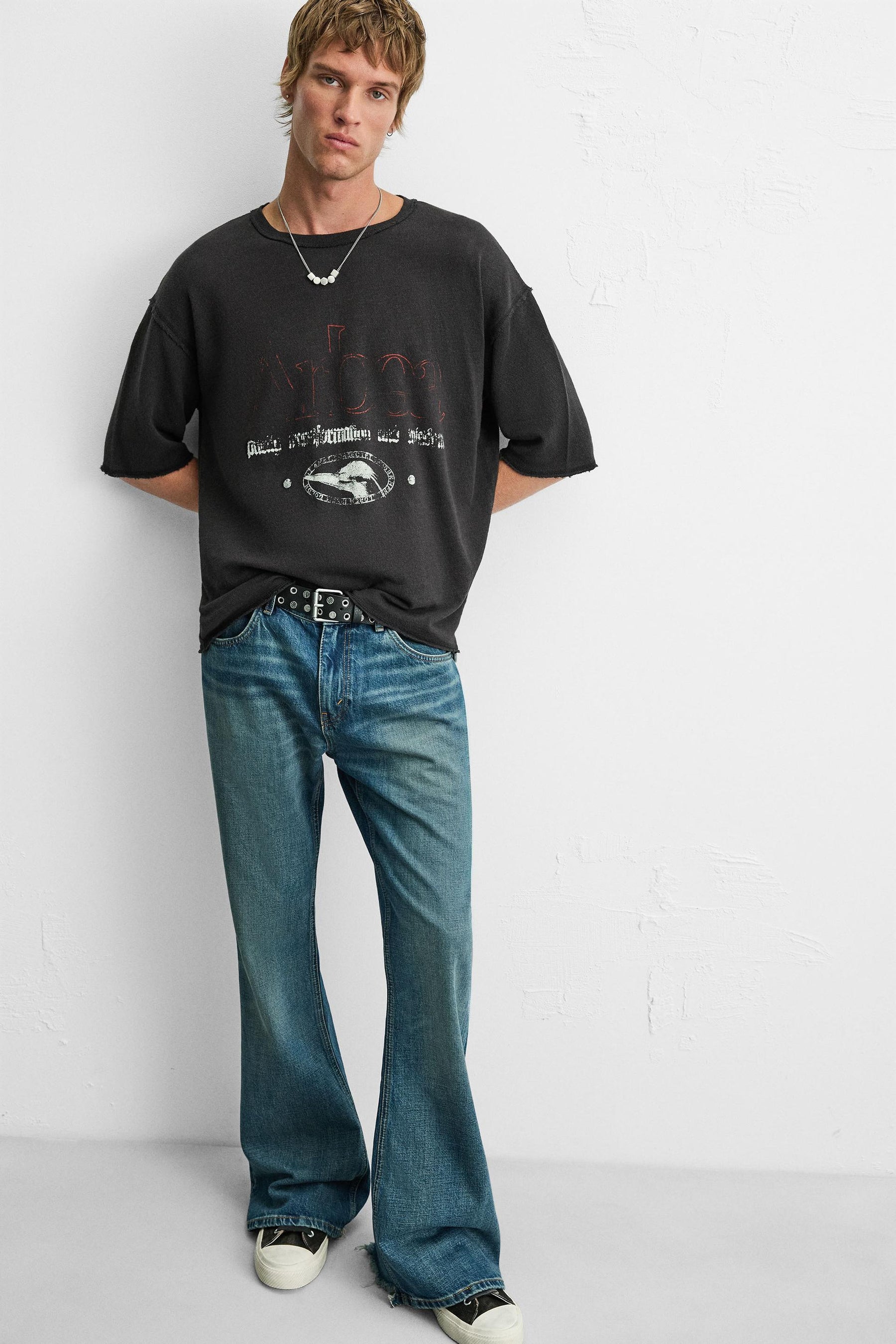 PRINTED WASHED KNIT T-SHIRT - Image 5