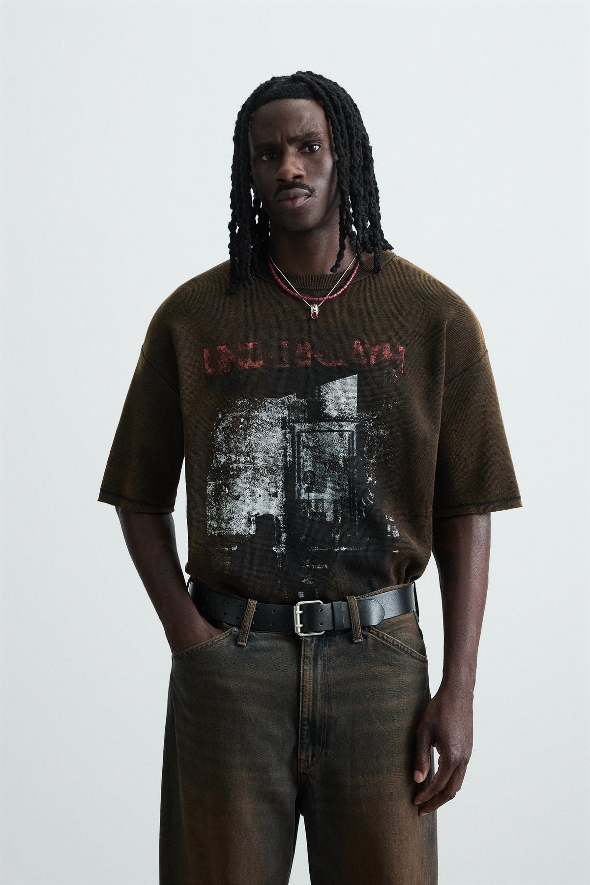 WASHED PRINTED KNIT T-SHIRT - Image 2