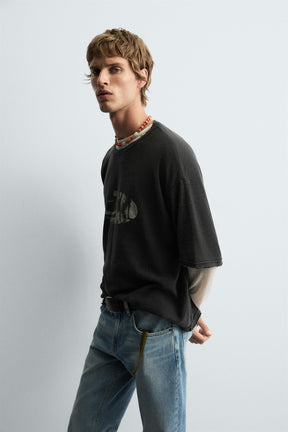 WASHED PRINTED KNIT T-SHIRT - Image 5