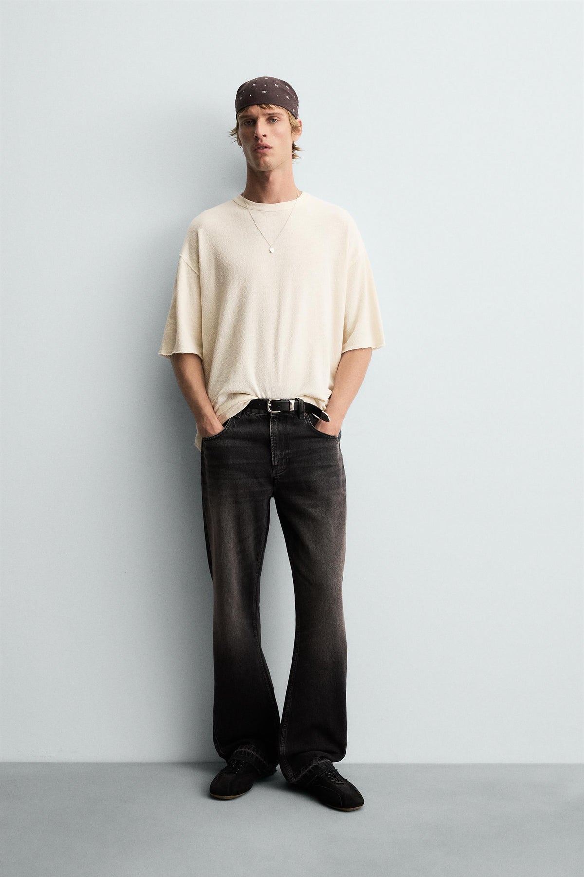 WASHED PRINTED KNIT T-SHIRT - Image 1