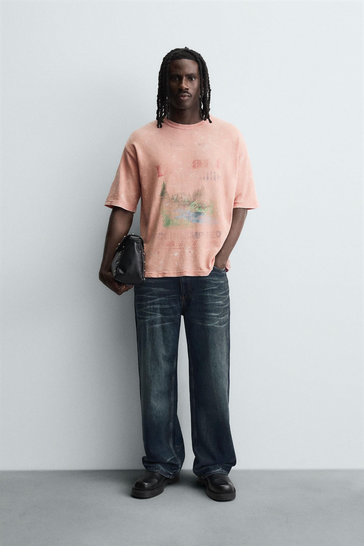 WASHED PRINTED KNIT T-SHIRT - Image 1