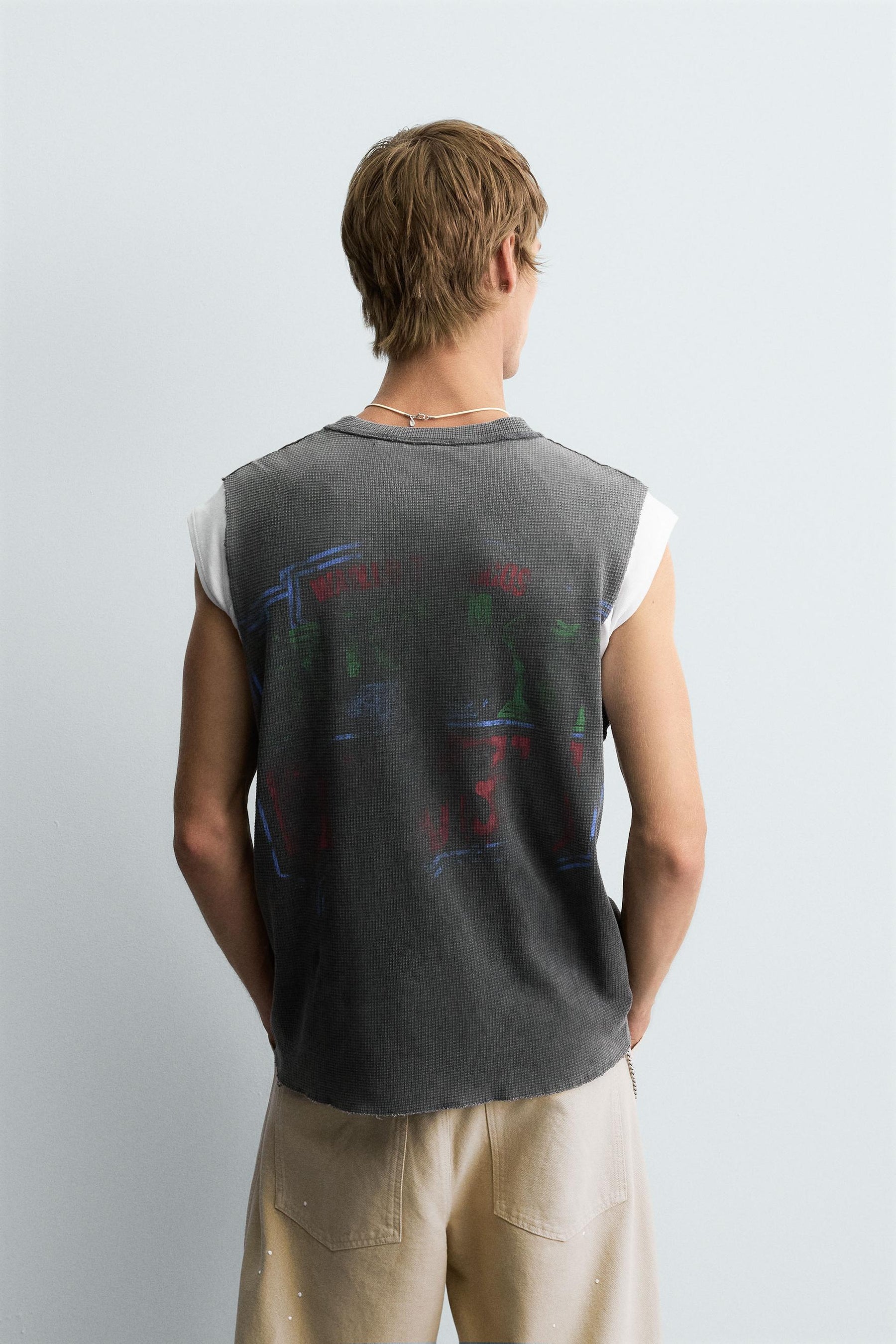 WASHED PRINT KNIT TANK TOP - Image 3