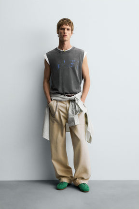 WASHED PRINT KNIT TANK TOP - Image 1