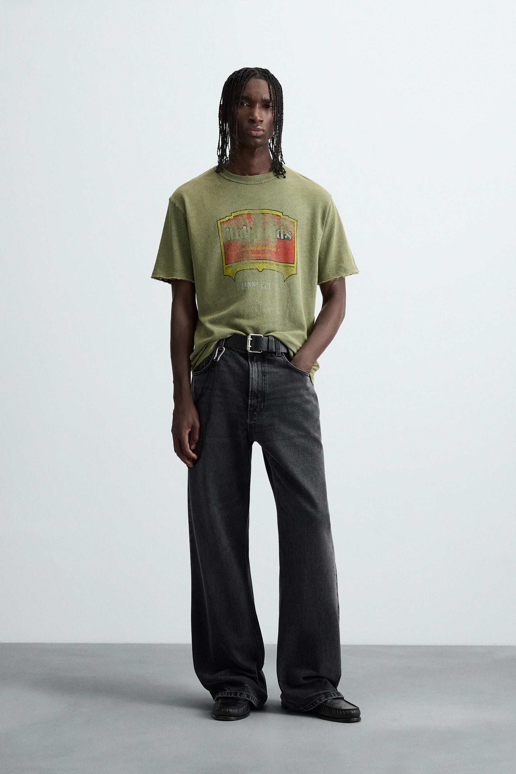 WASHED PRINT KNIT T-SHIRT - Image 1