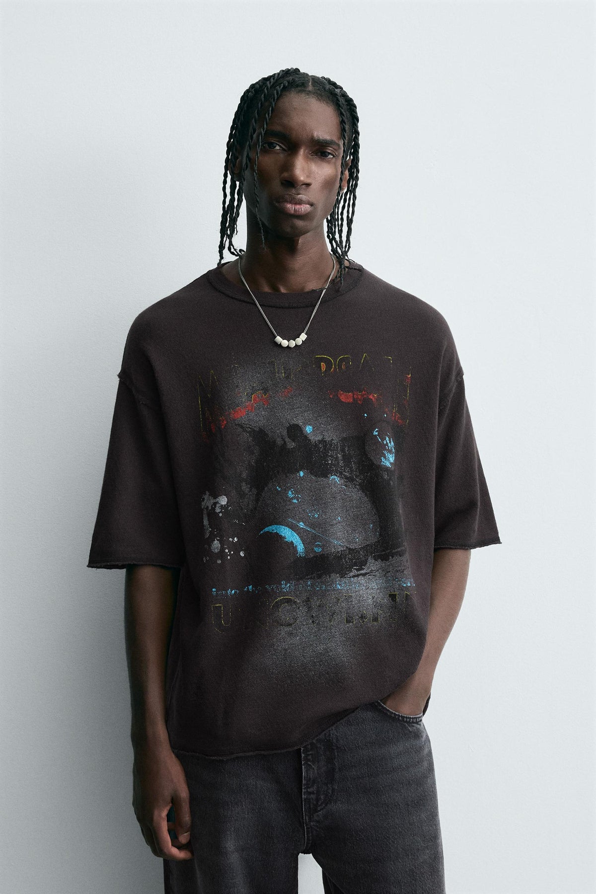 WASHED PRINTED KNIT T-SHIRT - Image 2