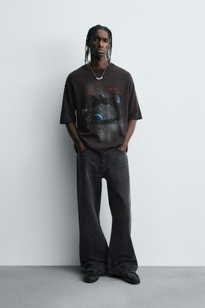 WASHED PRINTED KNIT T-SHIRT - Image 1