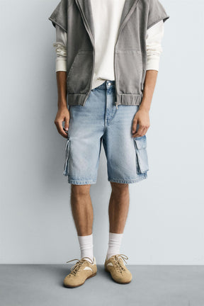 DENIM CARGO BERMUDA SHORTS - Image 2