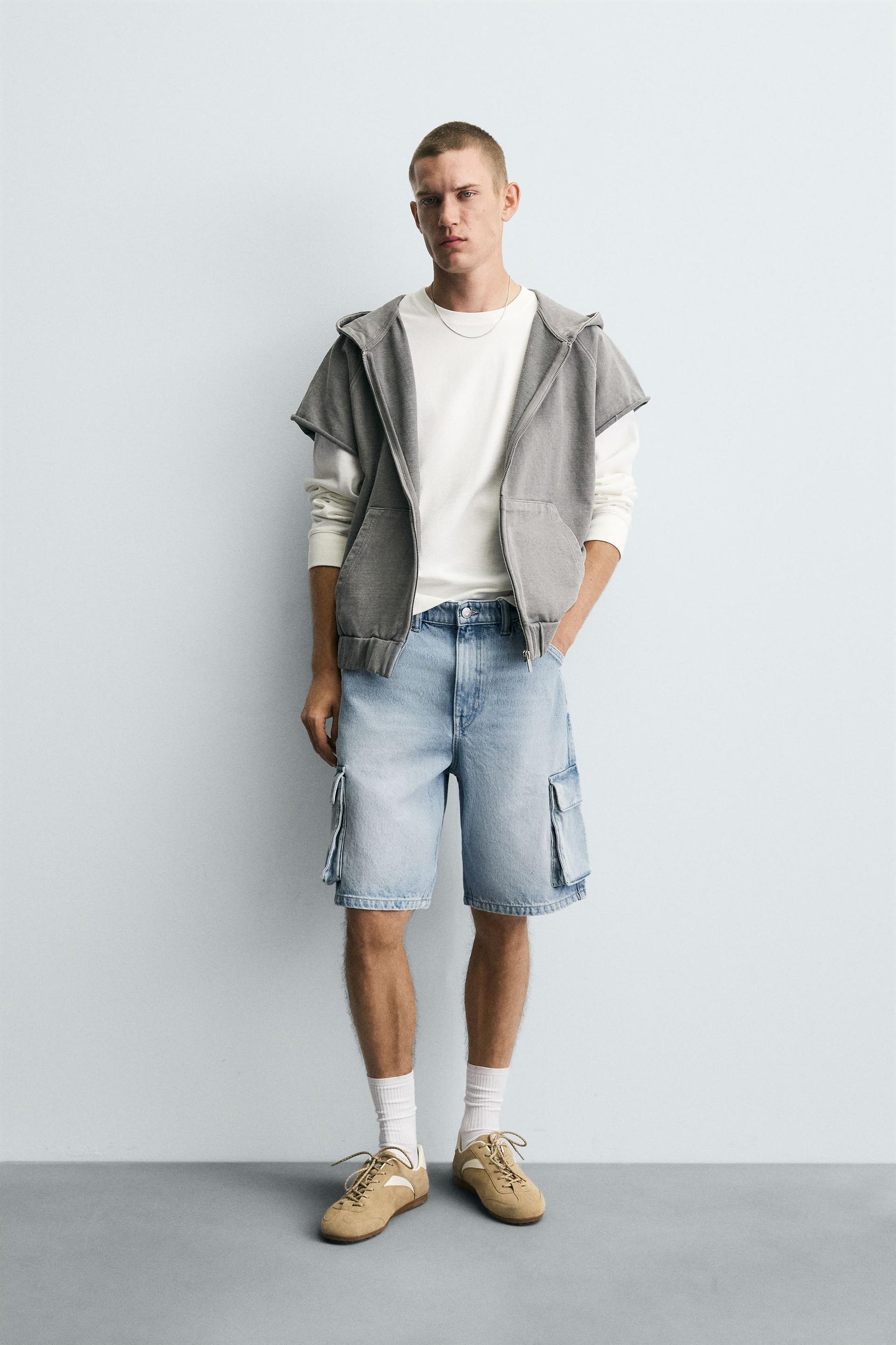 DENIM CARGO BERMUDA SHORTS - Image 1