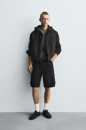 DENIM CARGO BERMUDA SHORTS - Image 1