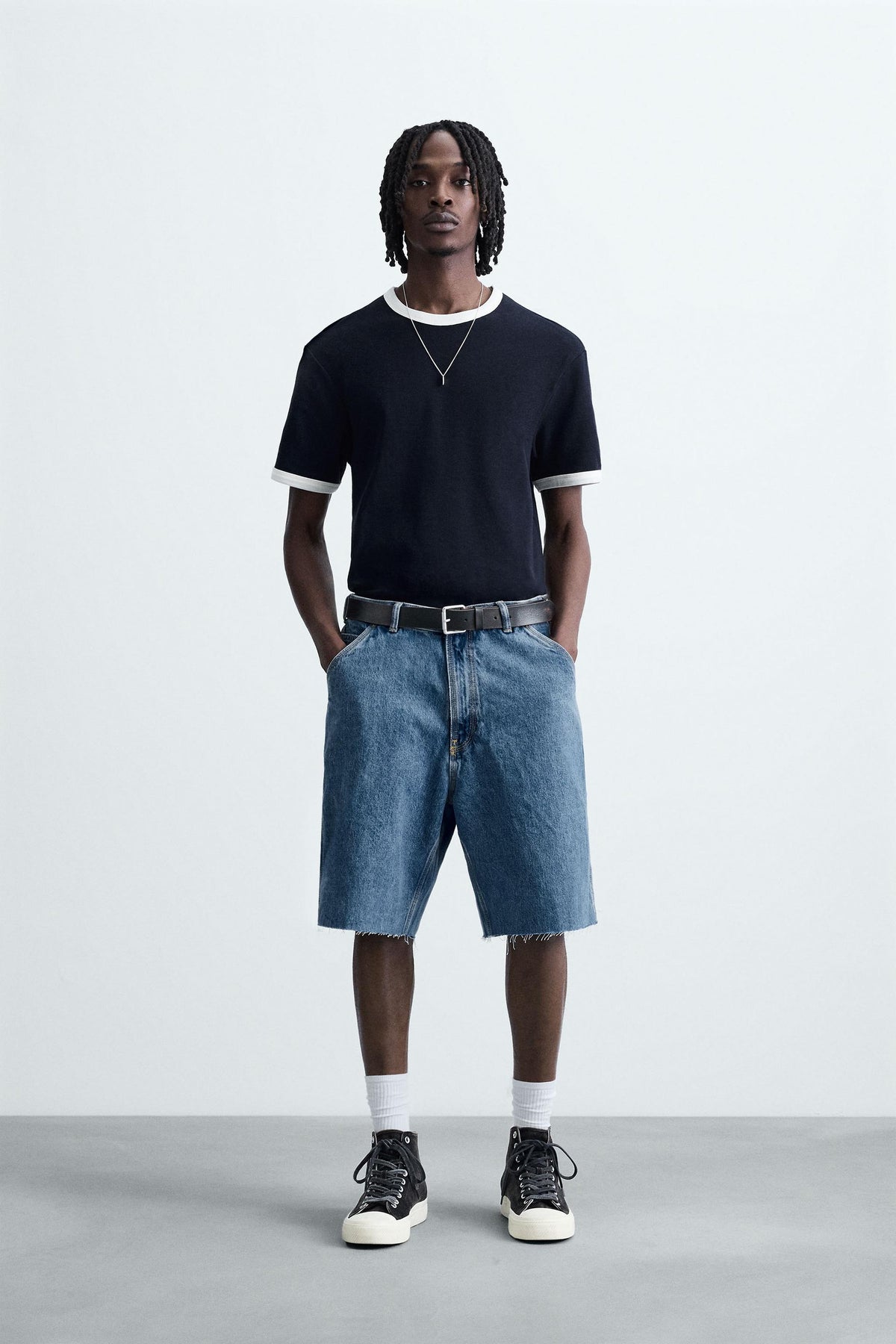 CARPENTER POCKET DENIM BERMUDA SHORTS - Image 1