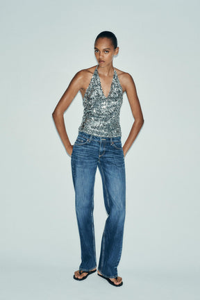 Sequinned Halter Top