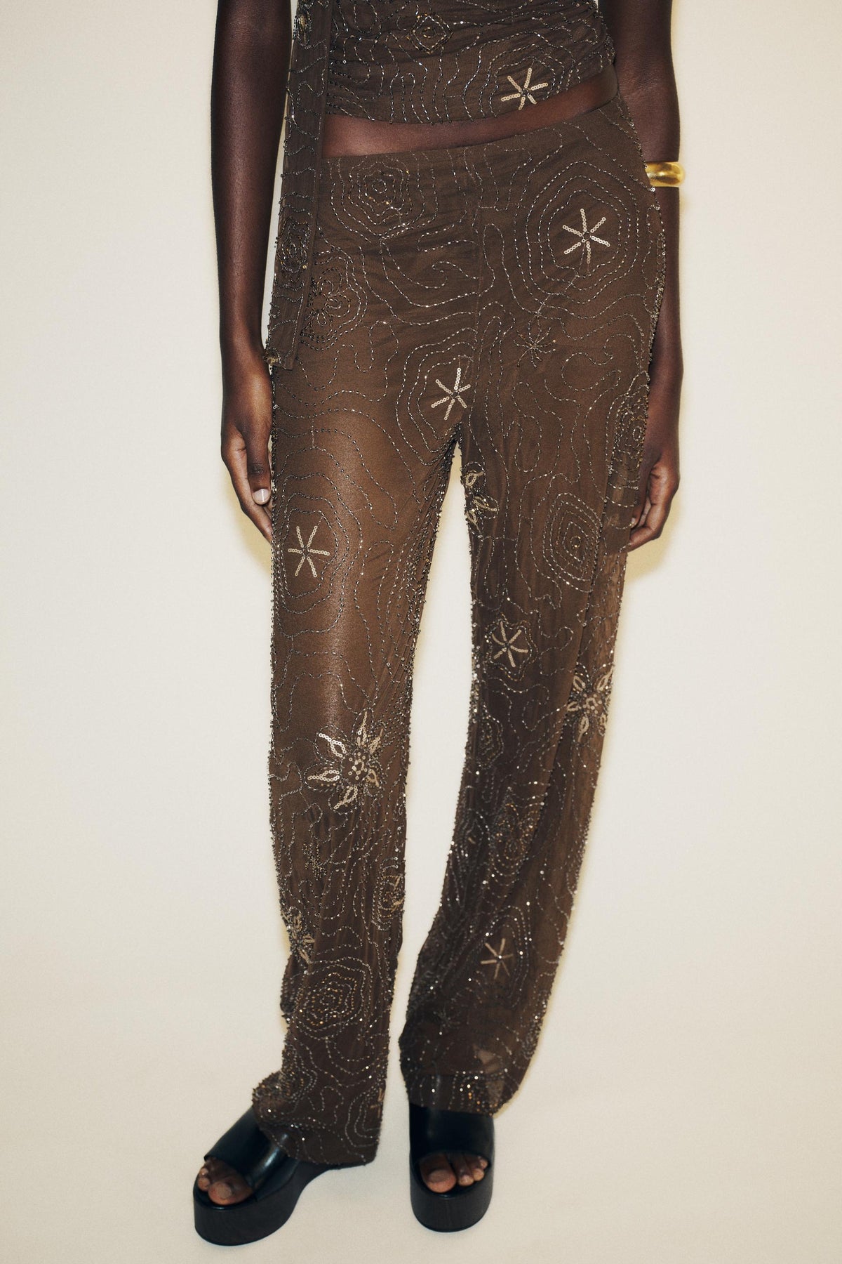 BEADED SEQUIN TROUSERS