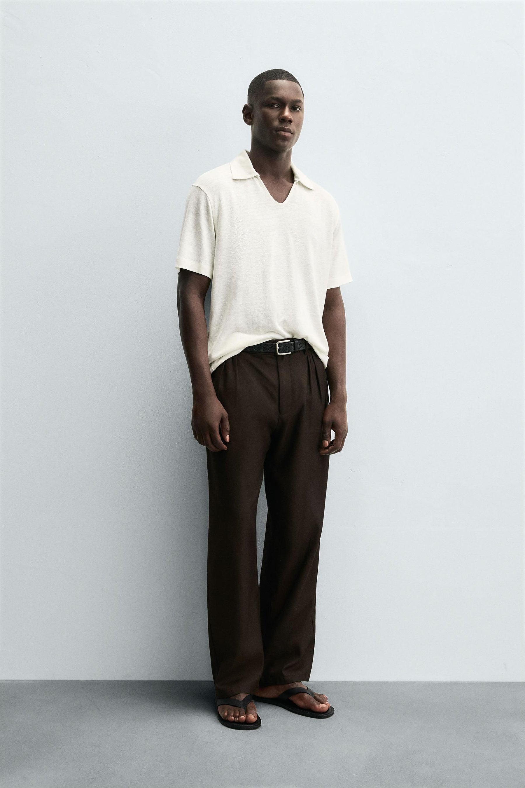 HEMP/VISCOSE KNIT POLO SHIRT - Image 4