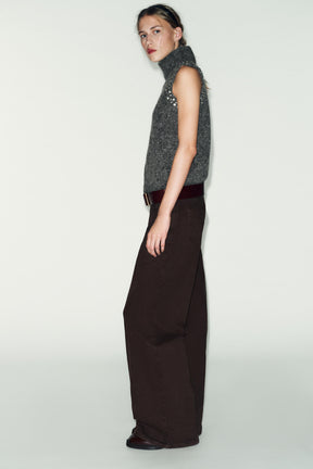 Wool Blend Rhinestone Beaded