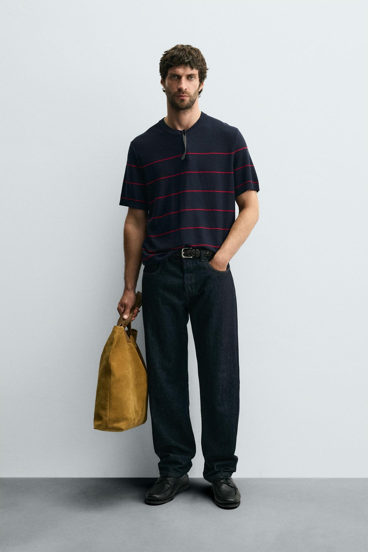 STRIPED JACQUARD KNIT T-SHIRT - Image 1