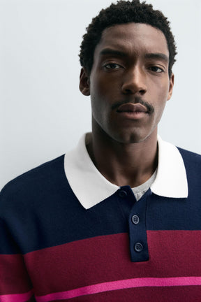 STRIPED KNITTED POLO SHIRT - Image 5