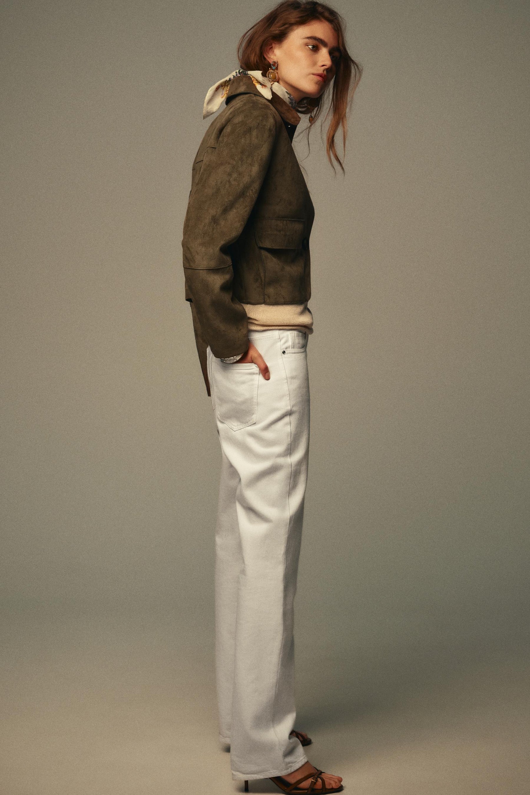 CROPPED FAUX SUEDE JACKET