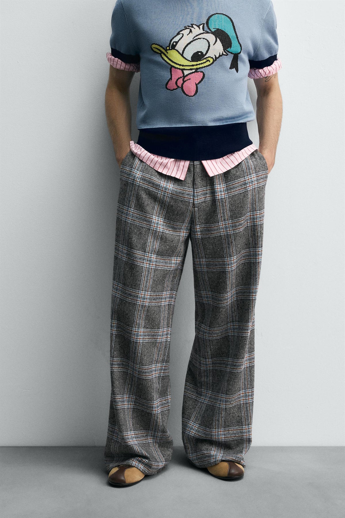 WIDE-LEG CHECK TROUSERS HARRY LAMBERT FOR X DISNEY - Image 2