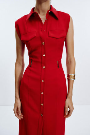 CREPE MIDI FITTED DRESS - Image 4