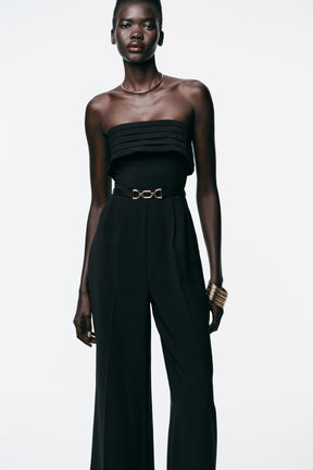 CREPE BUSTIER JUMPSUIT WITH BELT - Image 2