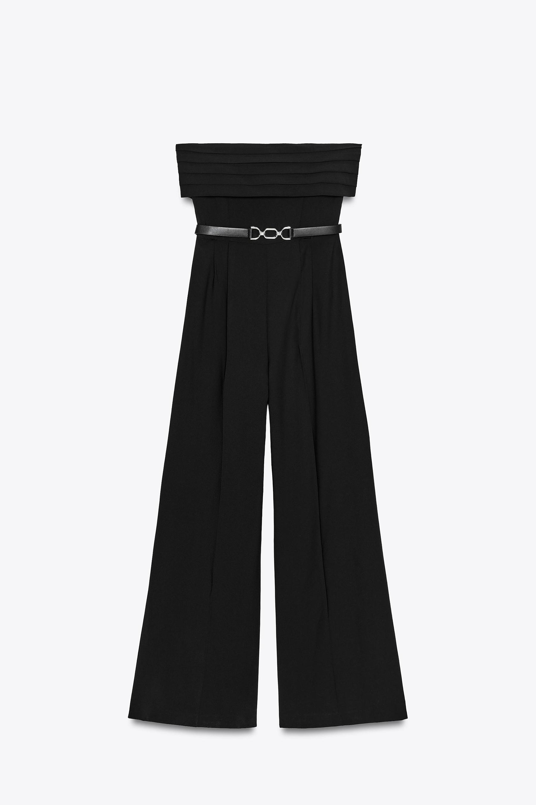 CREPE BUSTIER JUMPSUIT WITH BELT - Image 6