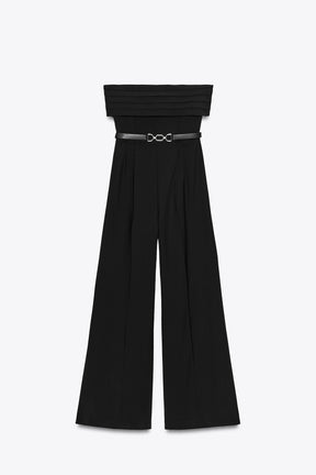 CREPE BUSTIER JUMPSUIT WITH BELT - Image 6