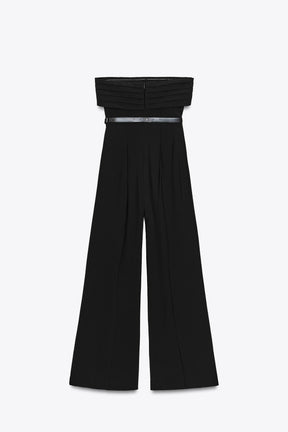 CREPE BUSTIER JUMPSUIT WITH BELT - Image 7