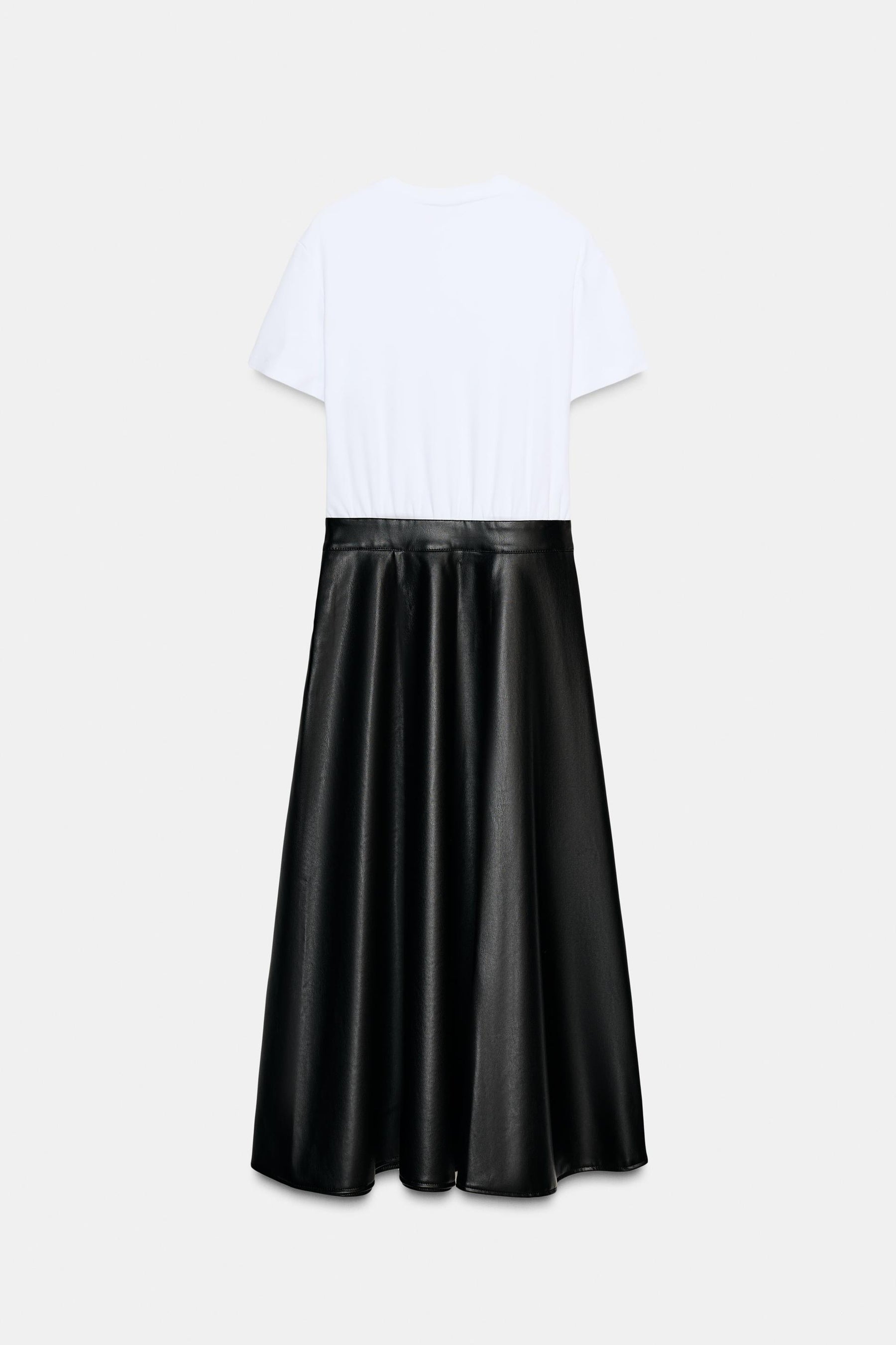 CONTRAST MIDI DRESS WITH LEATHER EFFECT SKIRT - Image 6