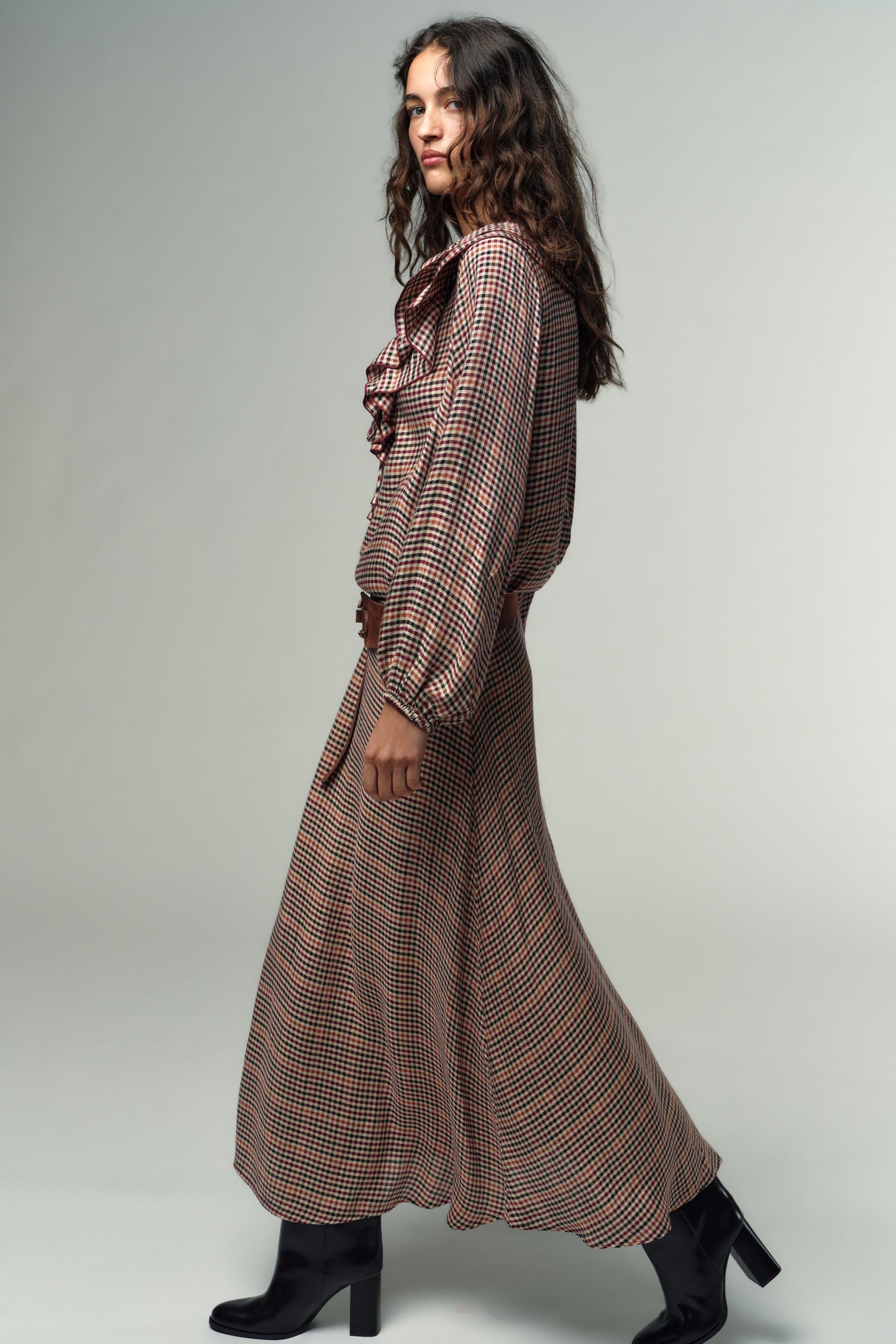 Ruffled Checked Blouse