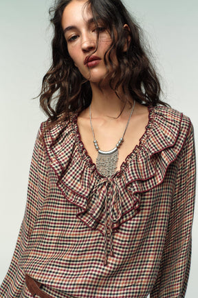 Ruffled Checked Blouse