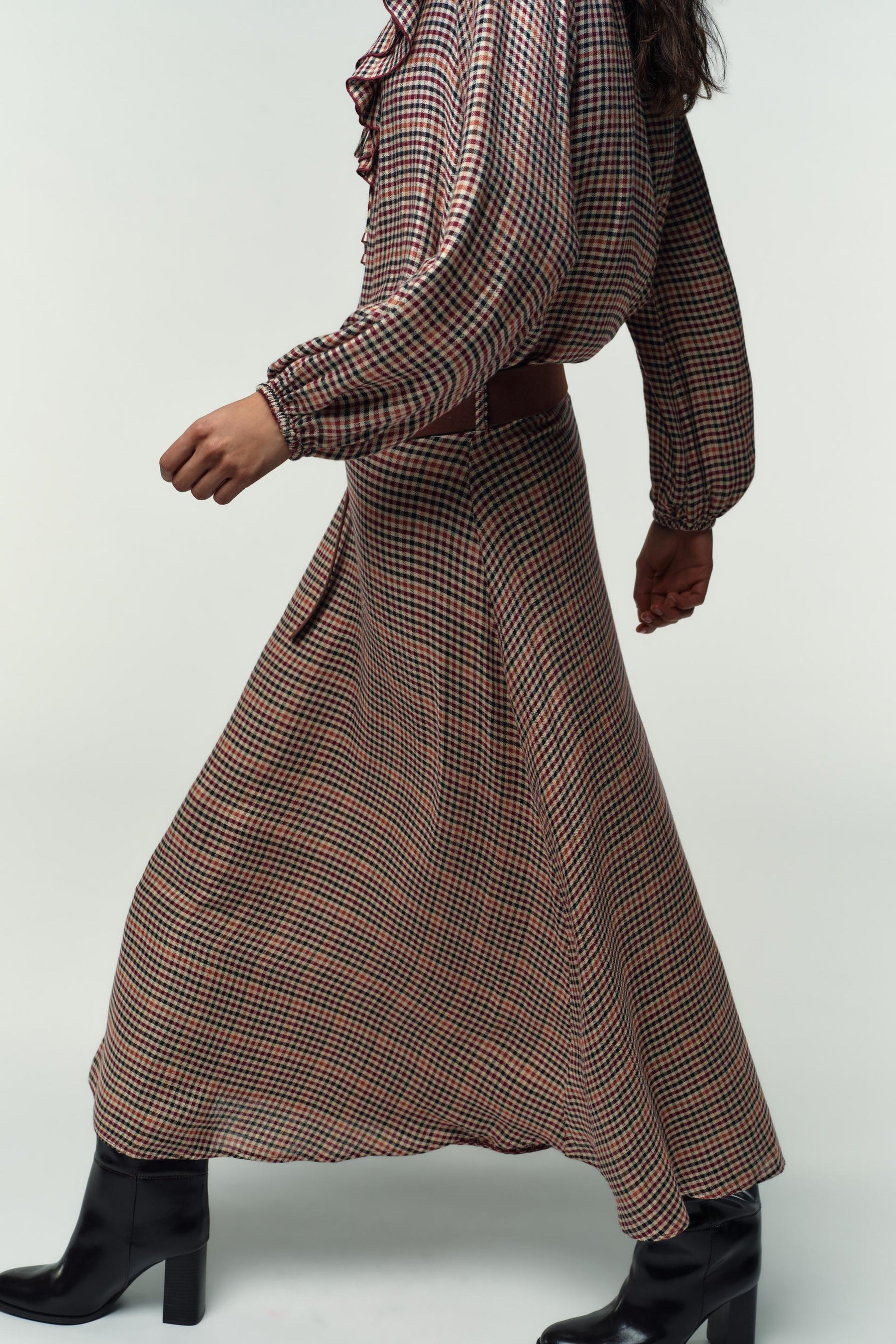 Ruffled Checked Blouse