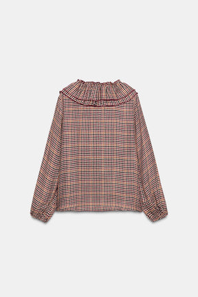 Ruffled Checked Blouse