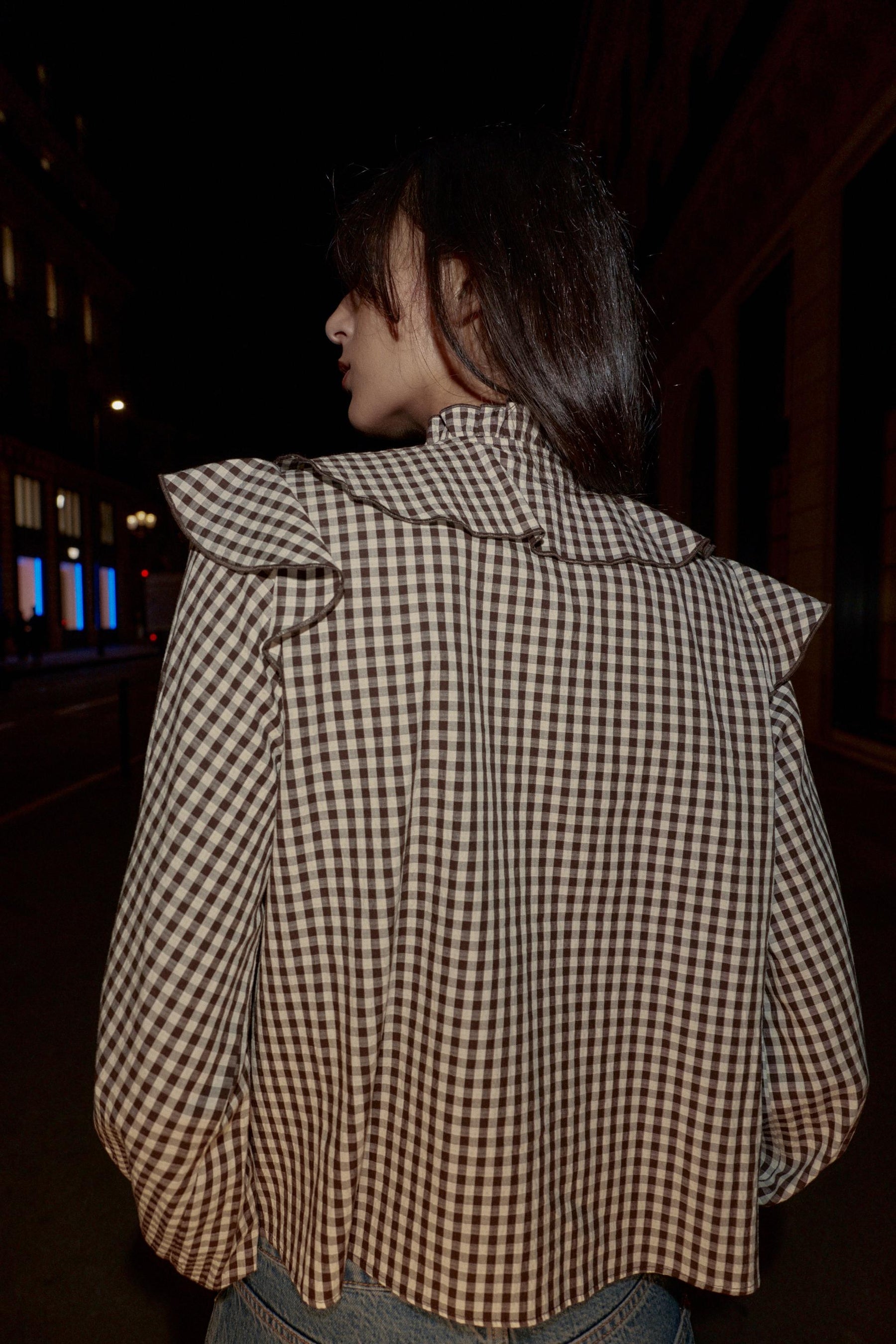 Ruffled Gingham Blouse