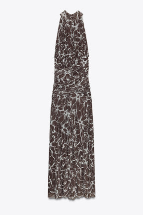 HALTER PRINTED TULLE MAXI DRESS - Image 7