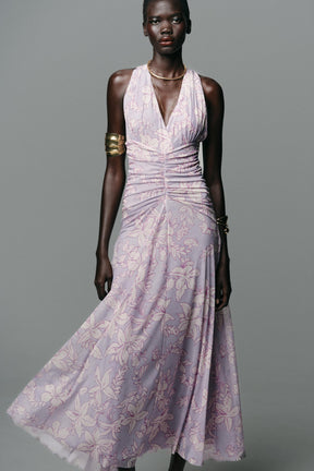 LONG PRINTED TULLE DRESS - Image 2