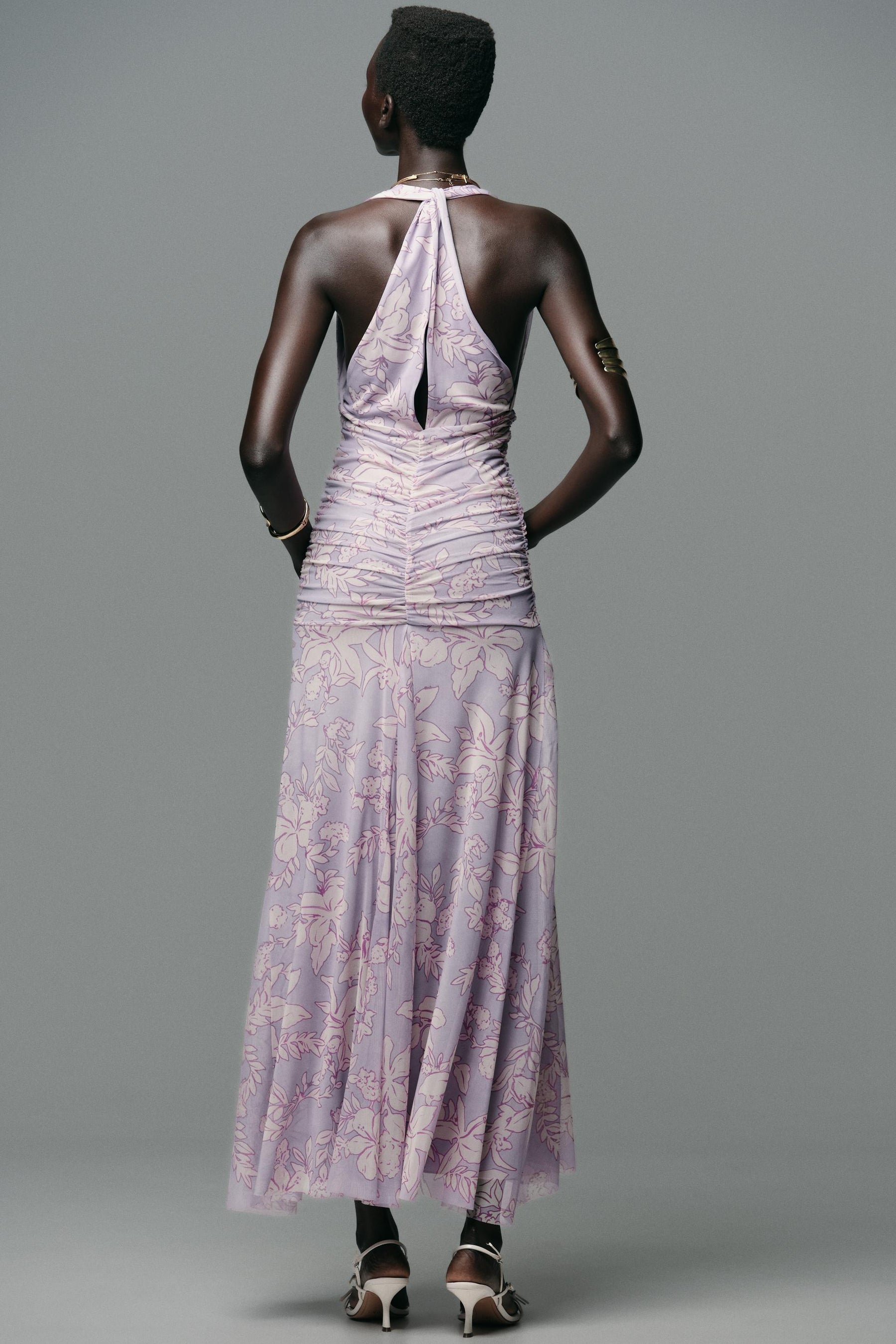 LONG PRINTED TULLE DRESS - Image 6