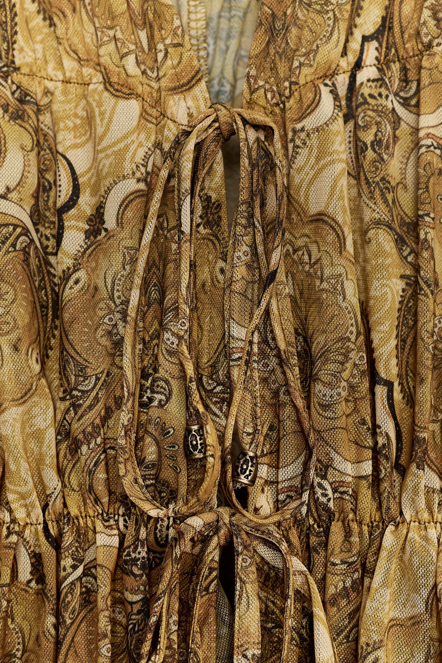 Tied-Detail Printed Blouse