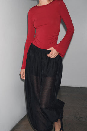 Gathered Long Sleeve T-Shirt