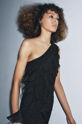 Asymmetric Ruffled Blouse