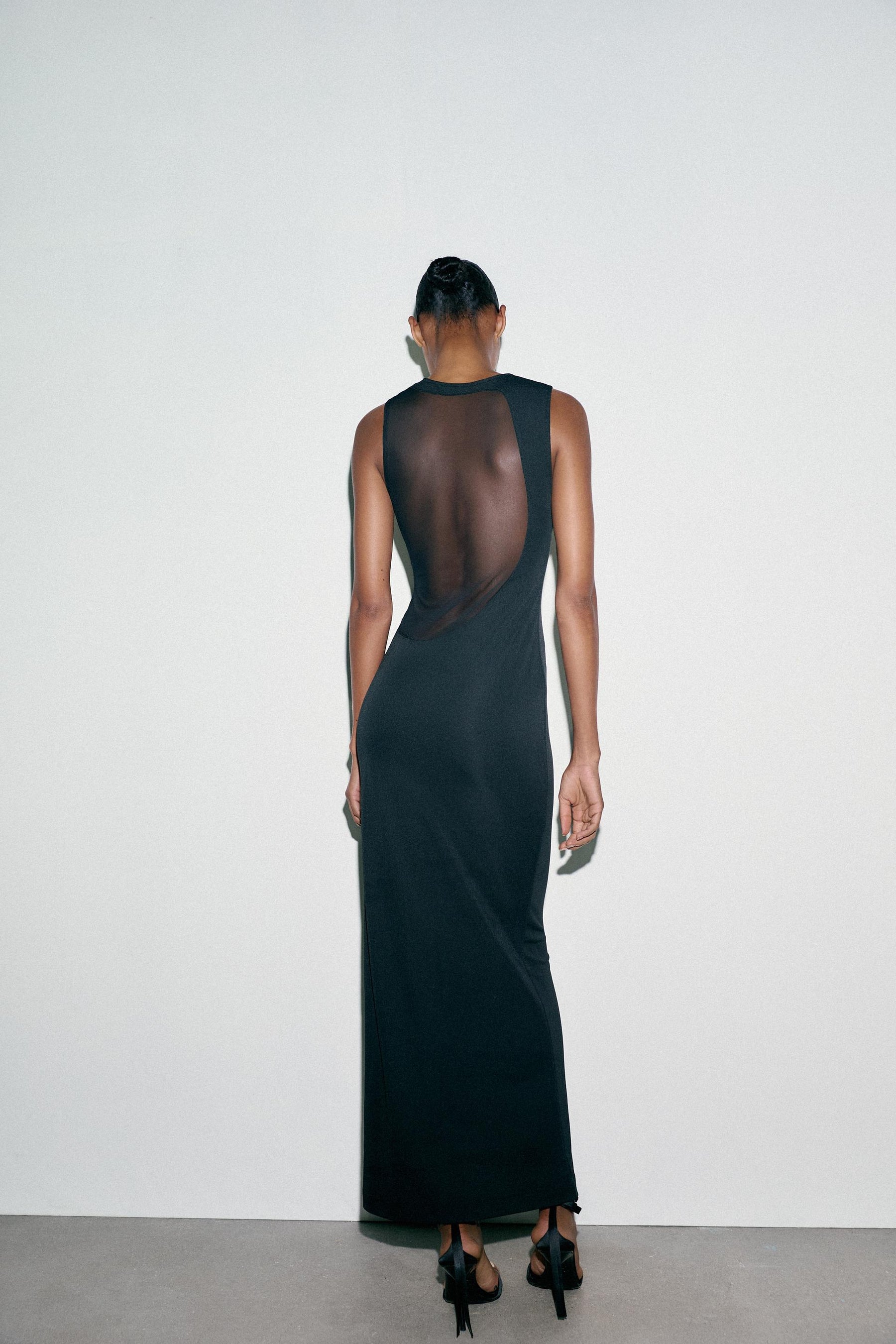 CONTRAST TULLE MAXI DRESS - Image 5