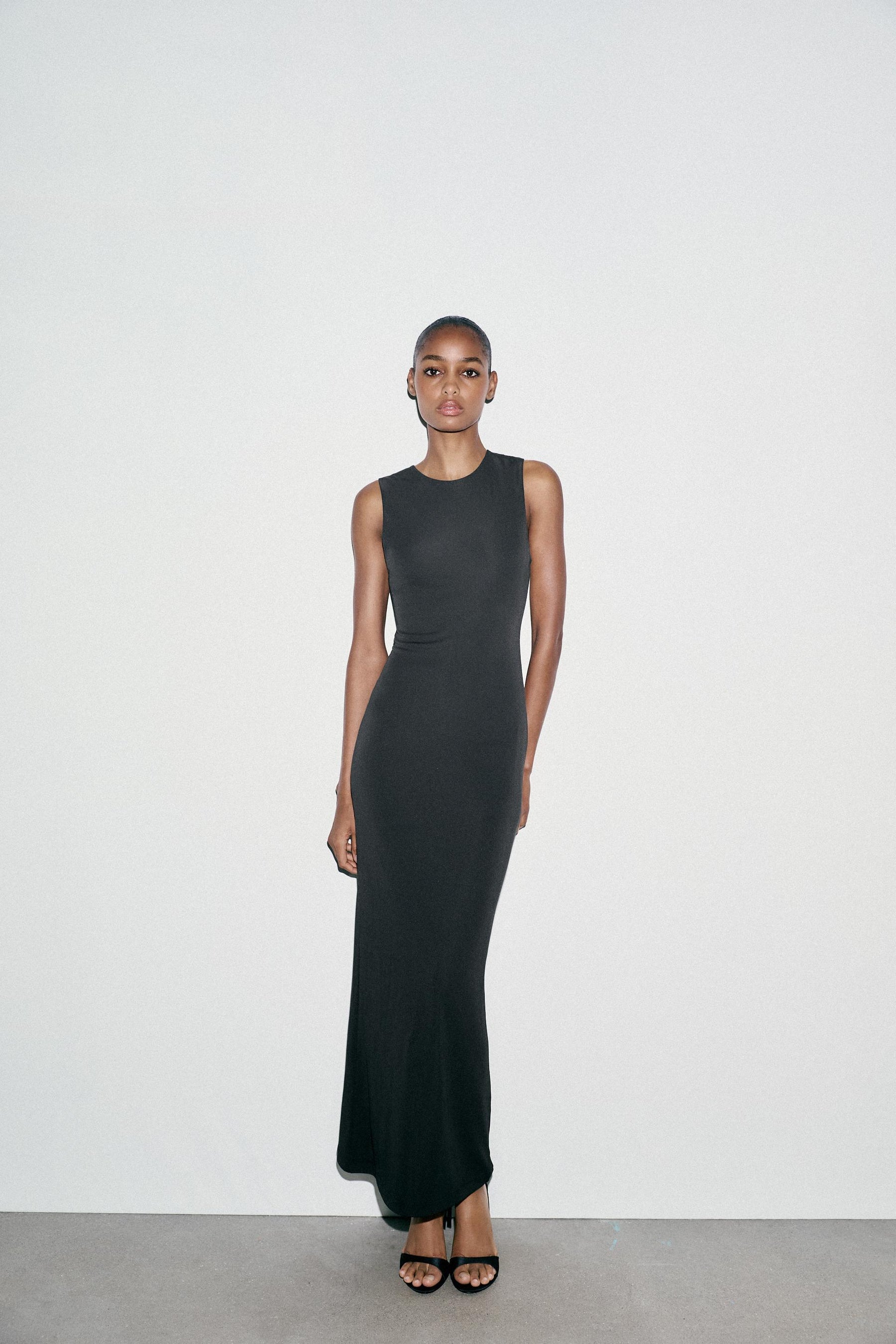 CONTRAST TULLE MAXI DRESS - Image 1