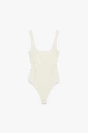 TEXTURED STRAPPY BODYSUIT