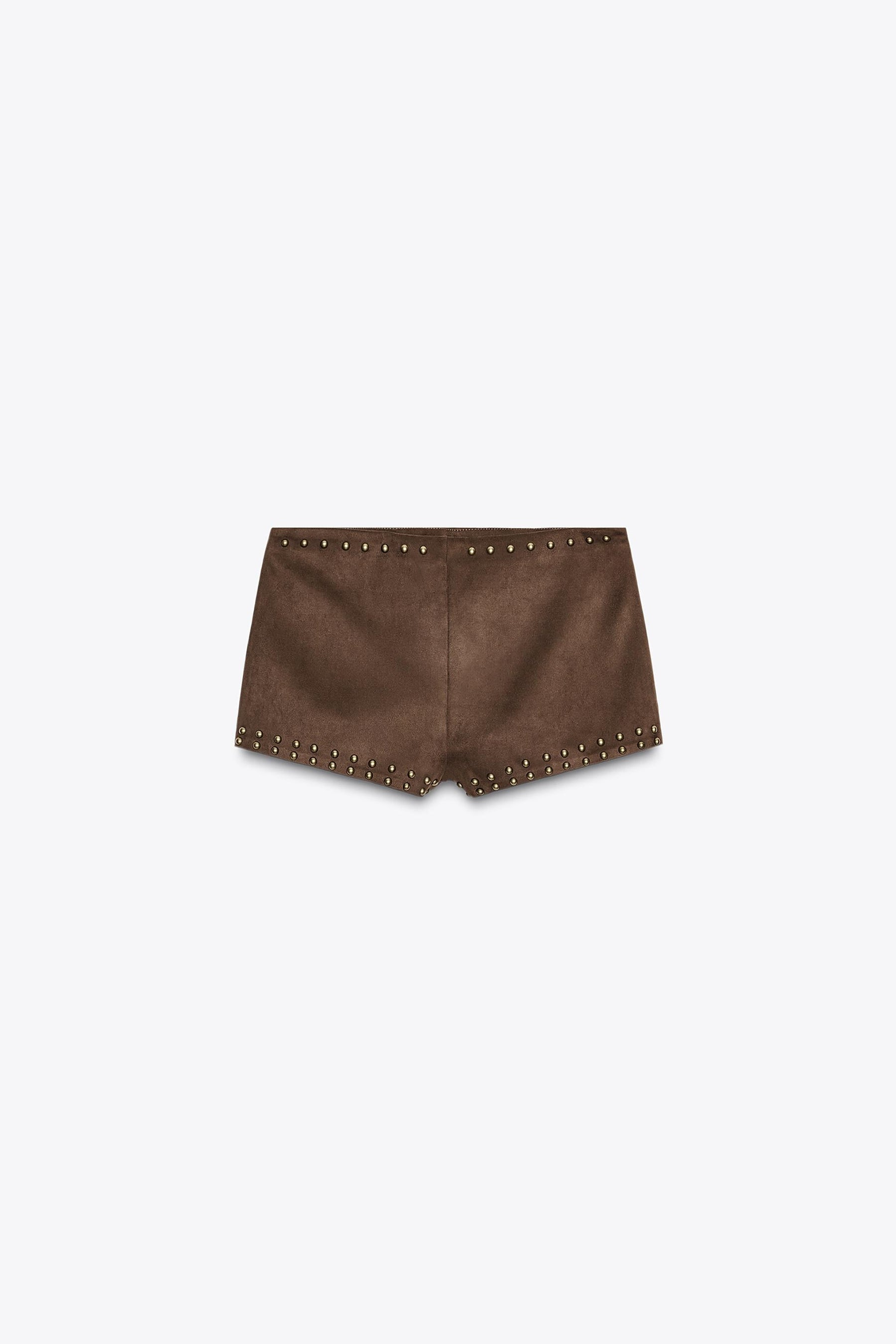 FAUX SUEDE STUD SHORTS